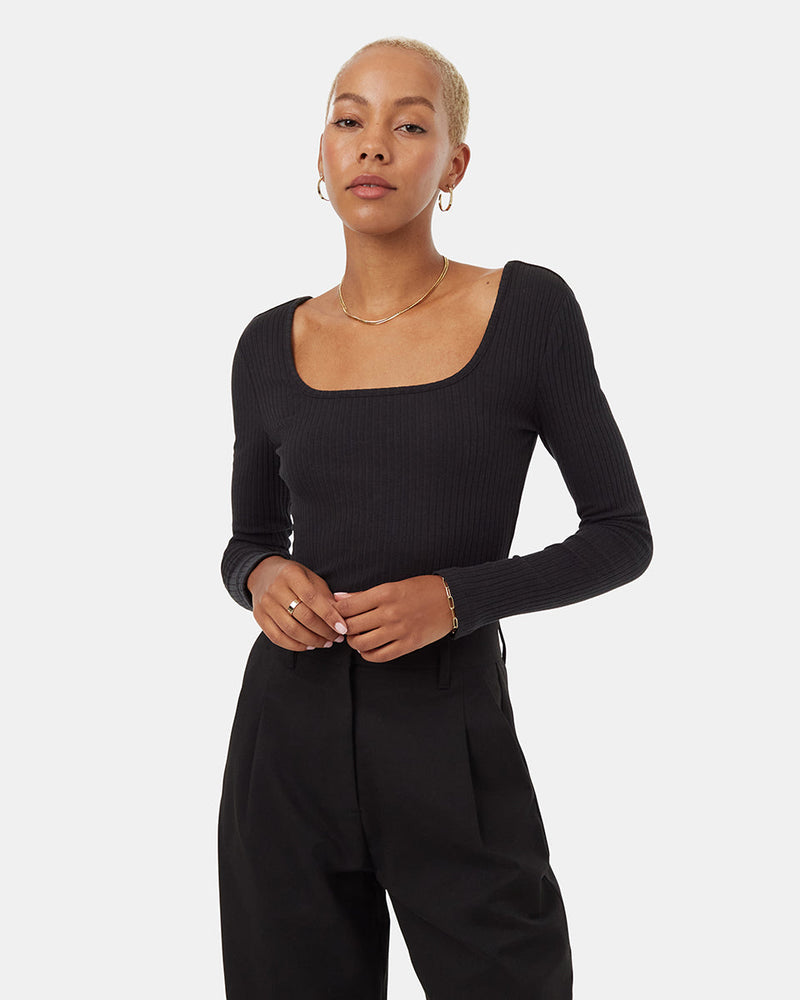 Rib Box Neck Longsleeve-