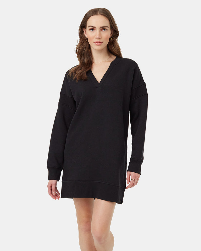 Black-Henley-Neckline-Oversized-Fit-Rib-Dress